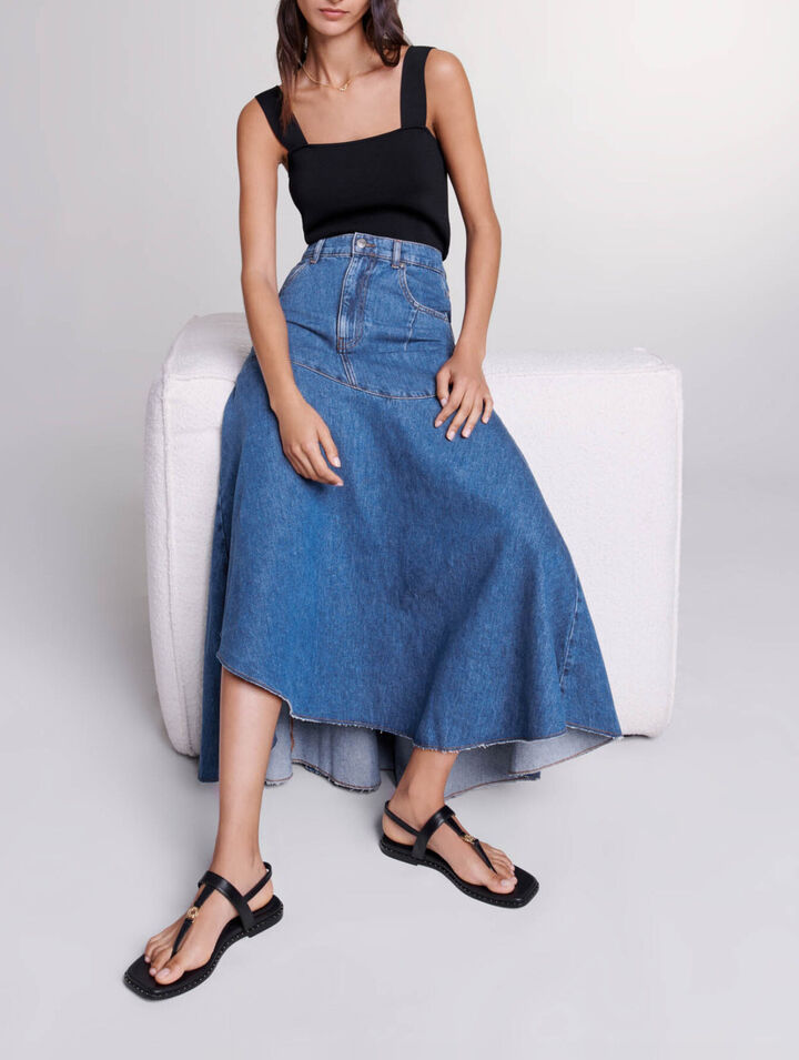 Asymmetrical denim skirt