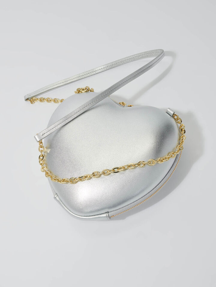 Heart-shaped leather bag