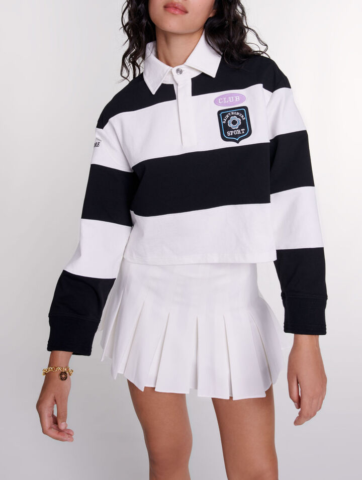 Striped and embroidered polo shirt