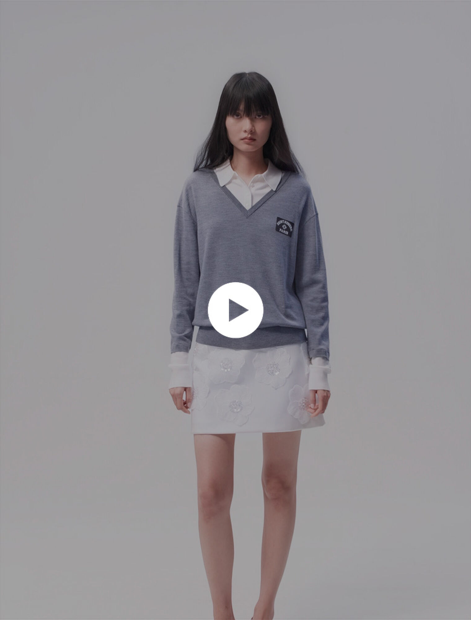 Pull trompe l'œil laine mélangée