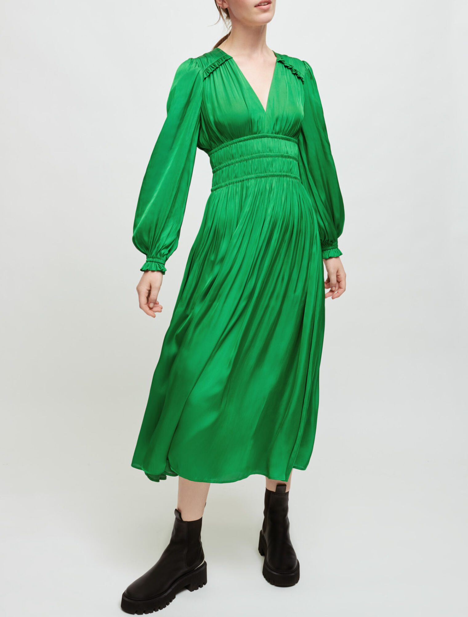 Robe longue effet plissé