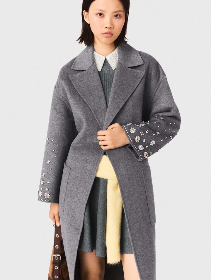 Manteau long double face et strass