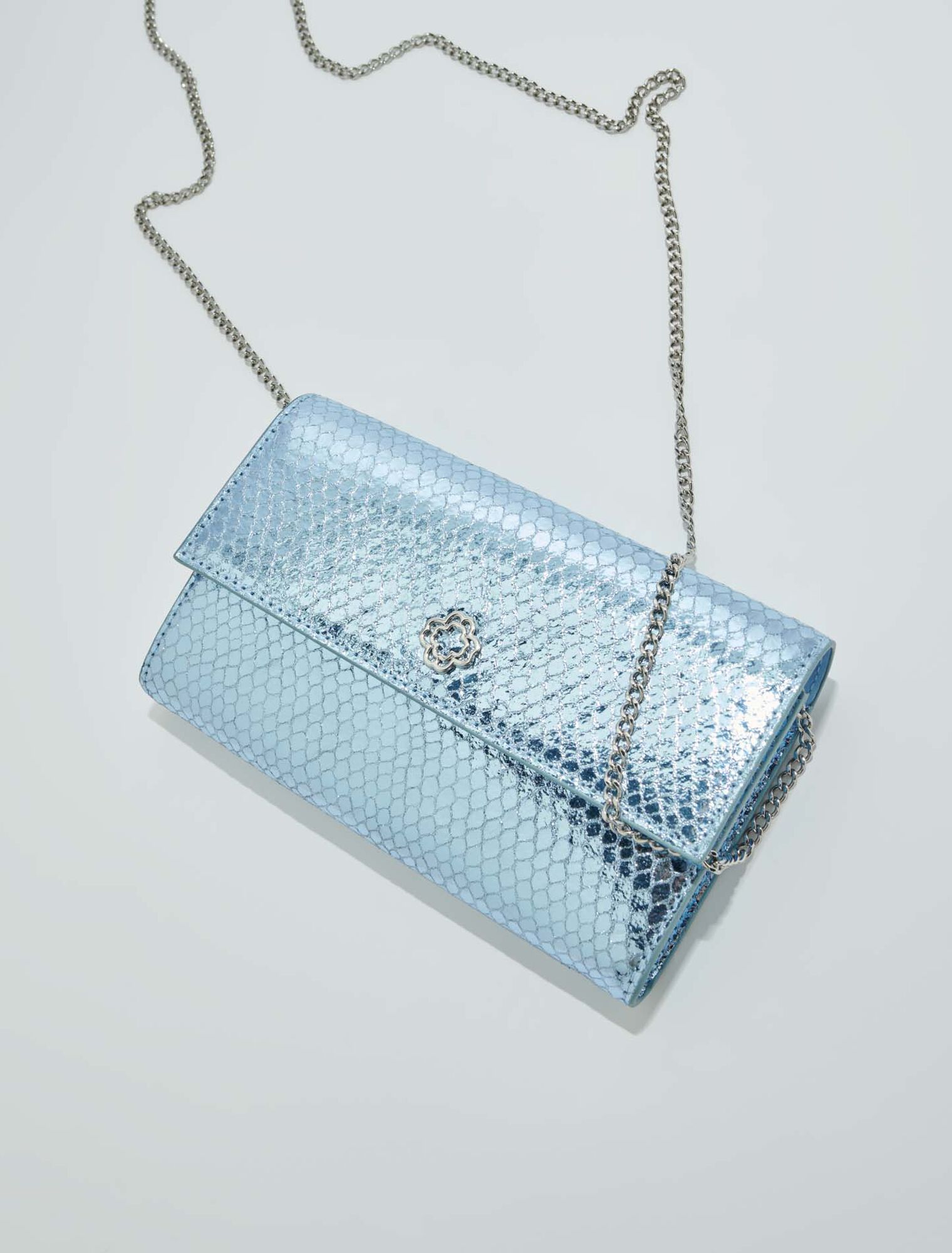 Mock croc leather clutch bag
