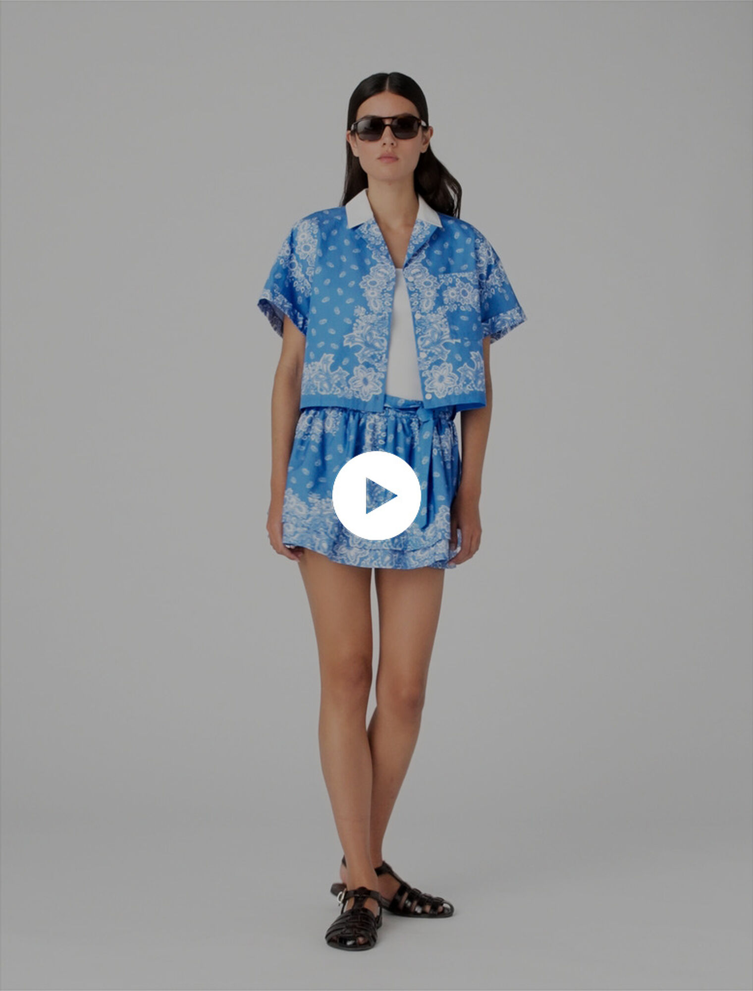 Chemise imprim&eacute;e &agrave; col contrast&eacute;