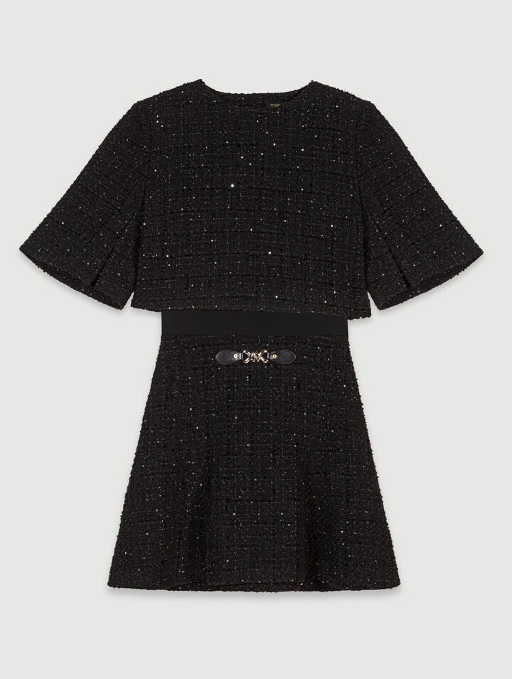 Robe courte 2-en-1 en tweed