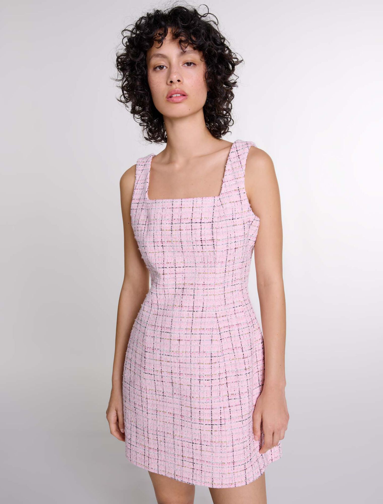 Robe sans manches en tweed