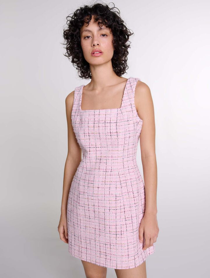 Robe sans manches en tweed