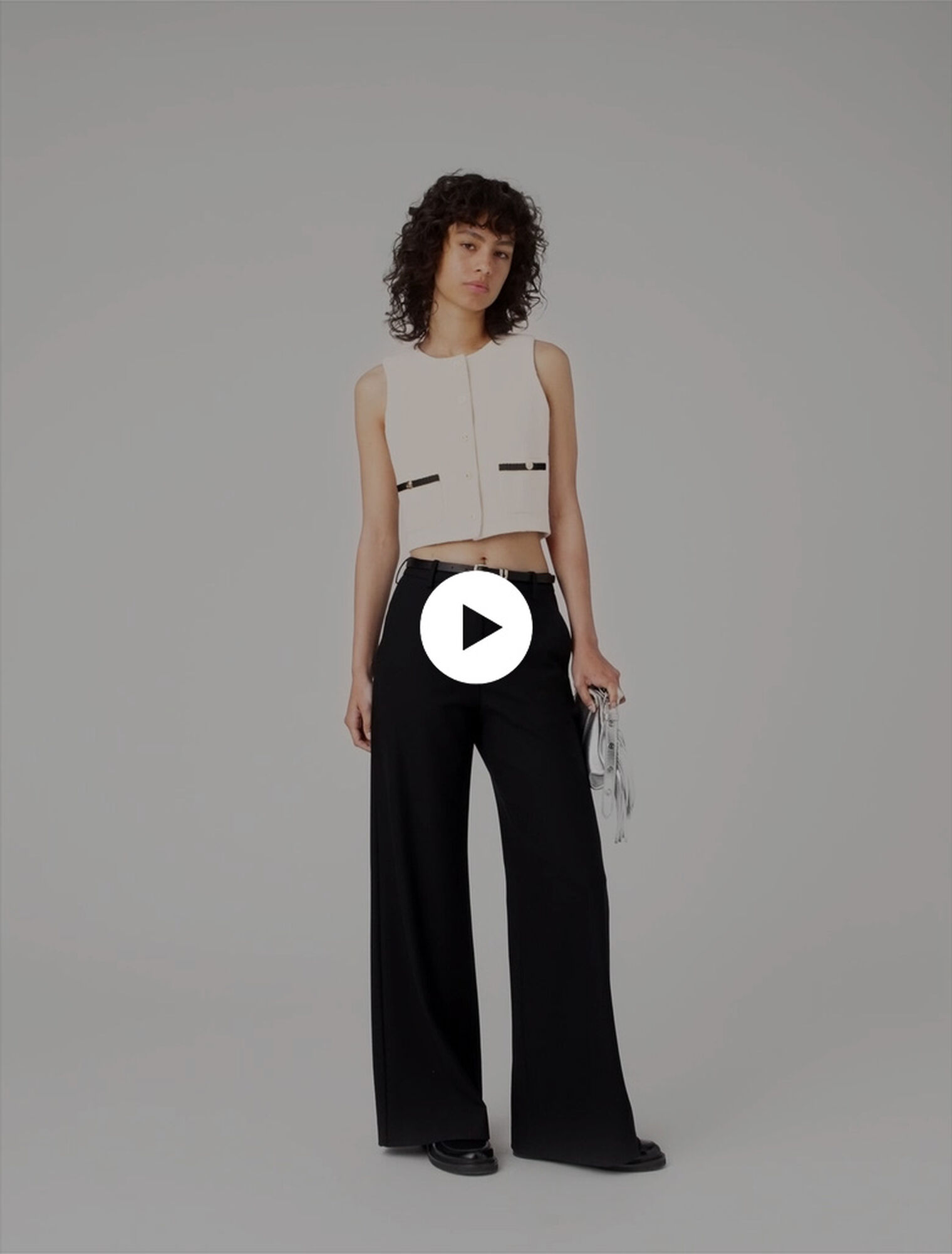 Top sans manches en tweed lurex