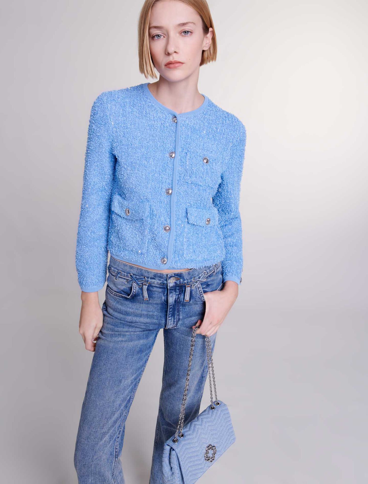 Cardigan en maille et sequins