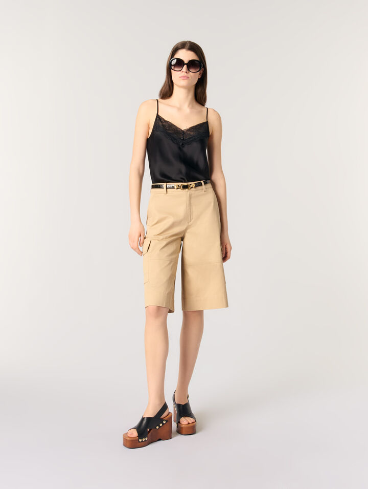 Top en satin de soie et dentelles