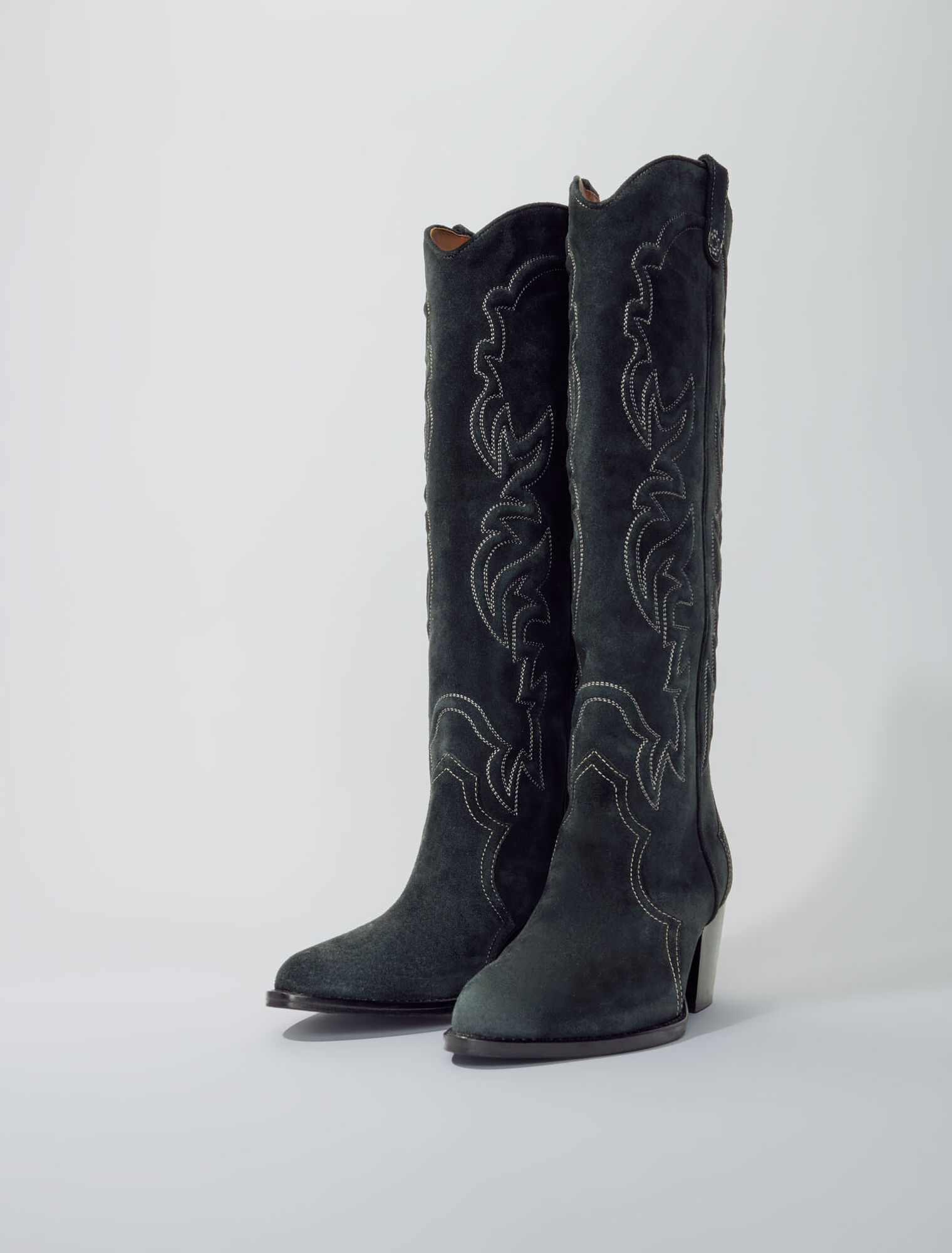 Bottes santiags en cuir suédé