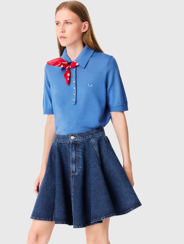 Jupe courte &eacute;vas&eacute;e en denim