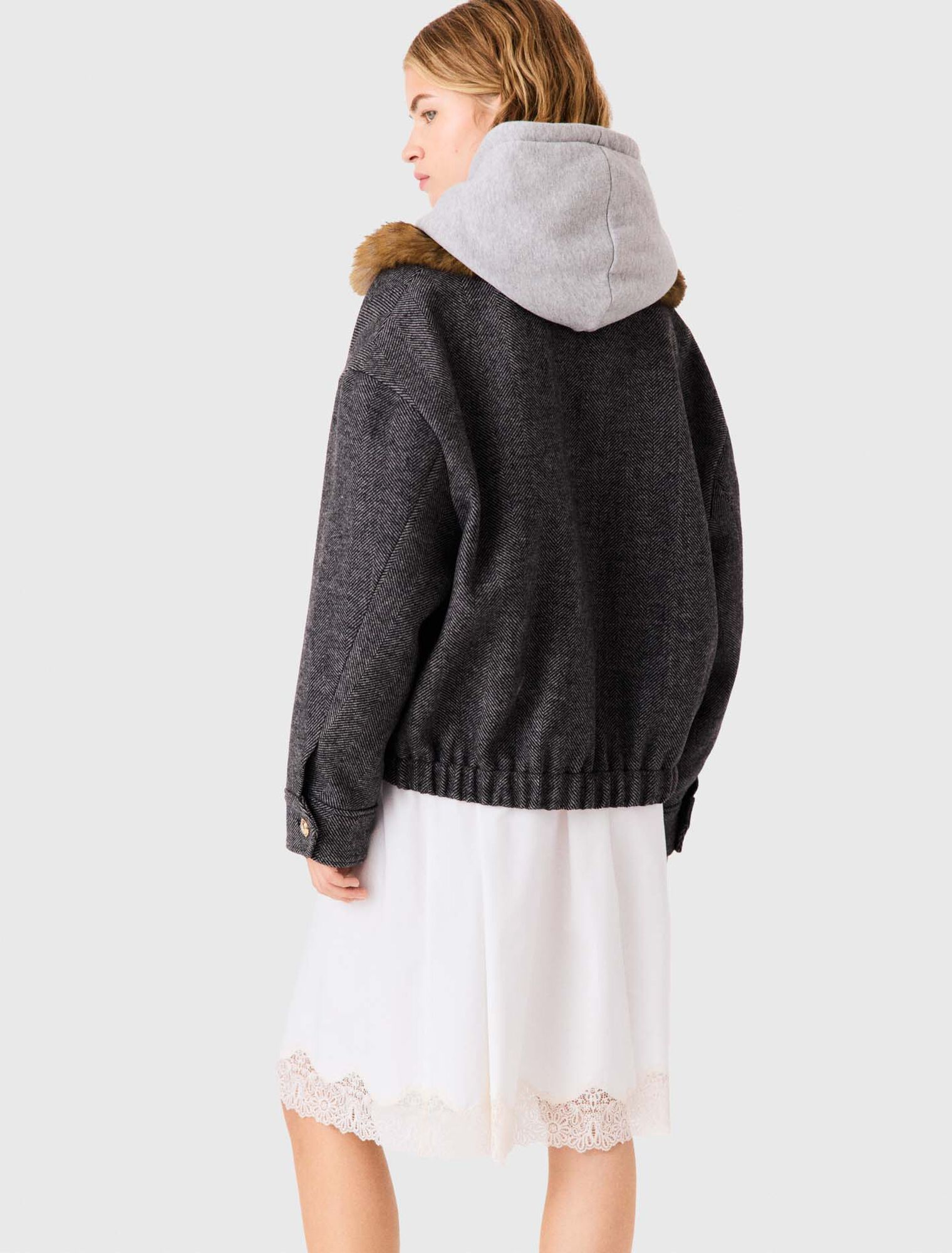 Oversized herringbone jacket