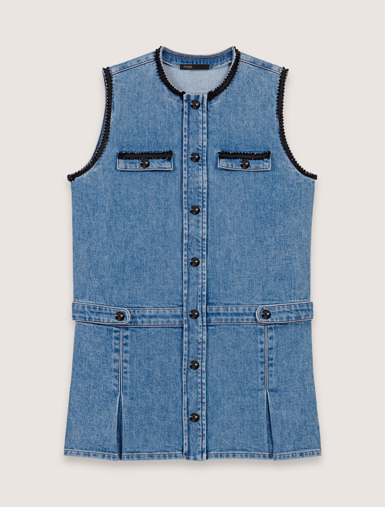 Robe en denim et galons brodés