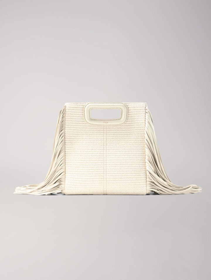 Textile and raffia M bag