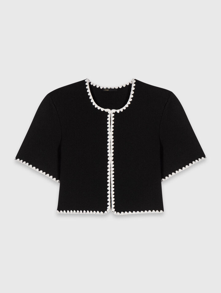 Cardigan court avec surpiqûres