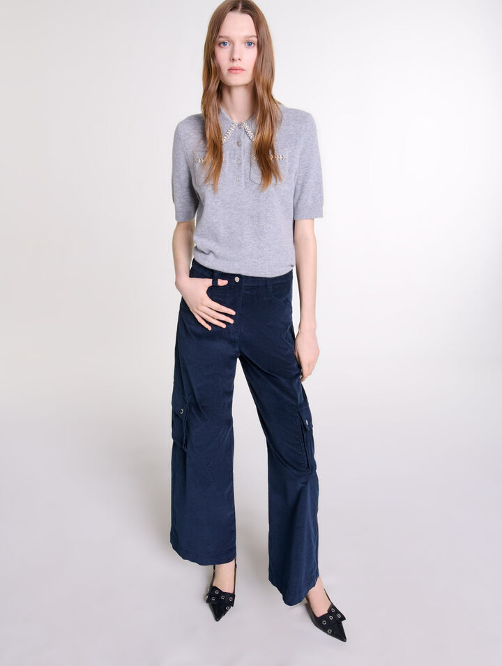Pantalon cargo en velours