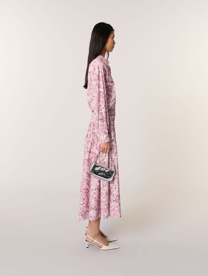 Elasticated smocked-waist skirt 