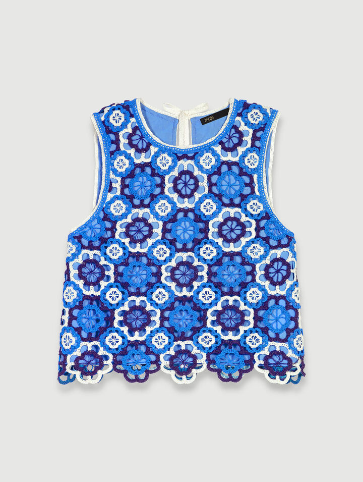 Top tricolore en crochet