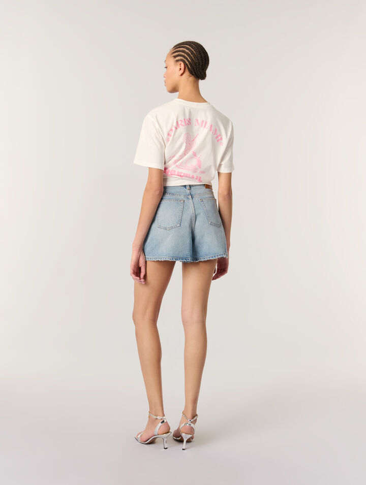 Short en denim à studs