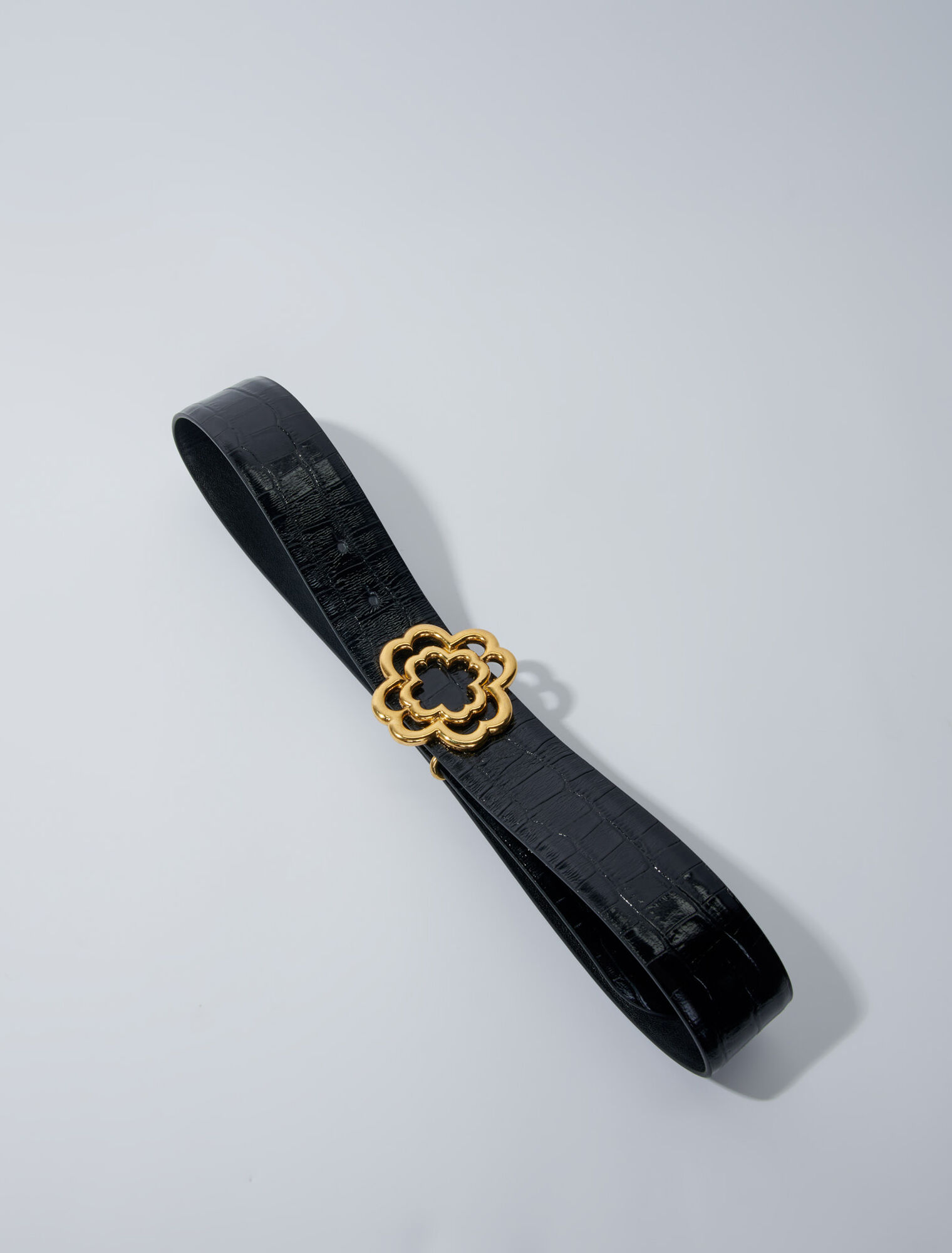 Ceinture Clover en cuir effet croco