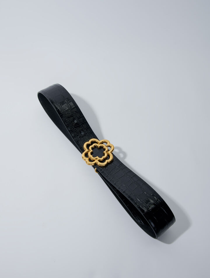 Ceinture Clover en cuir effet croco
