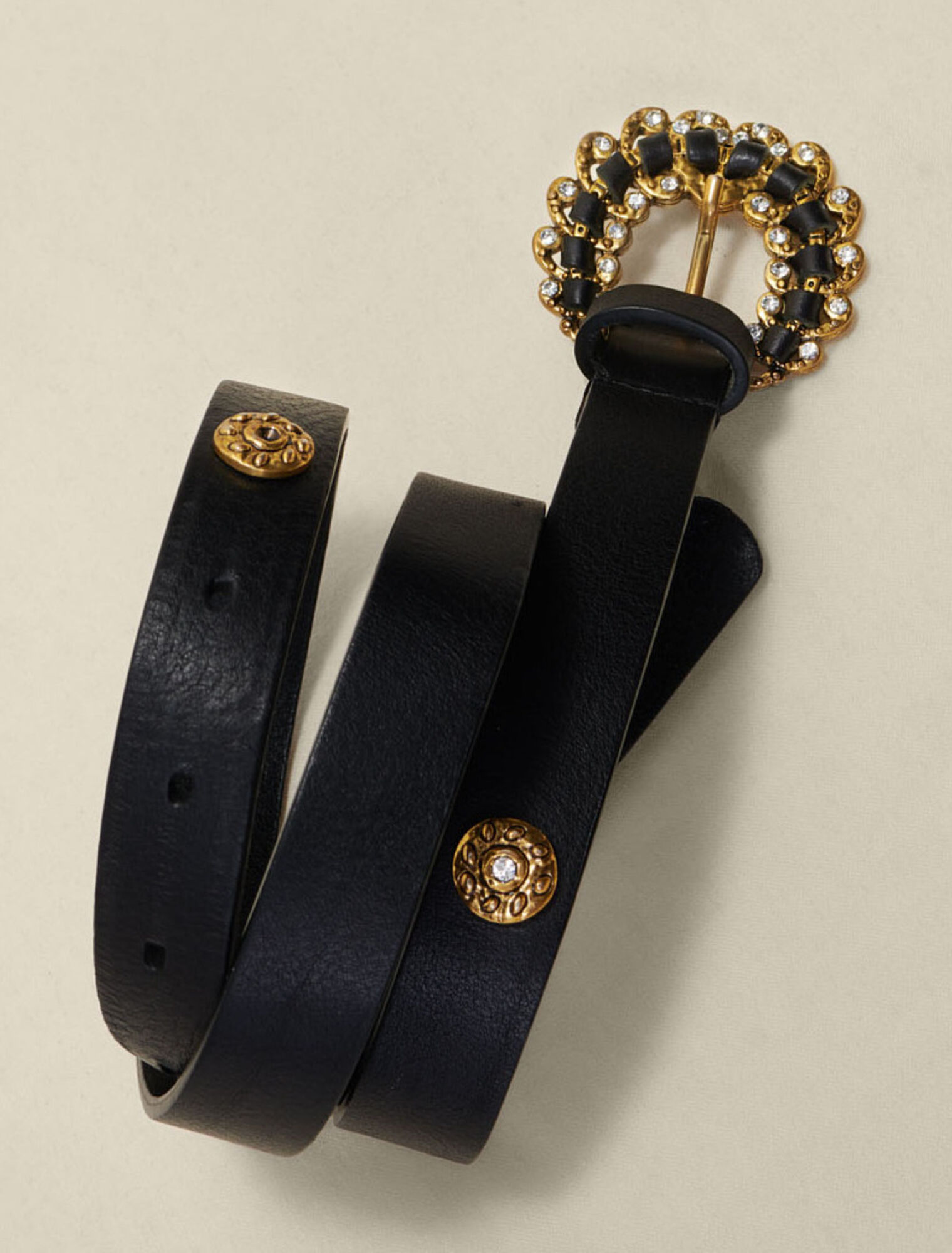 Ceinture en cuir à strass