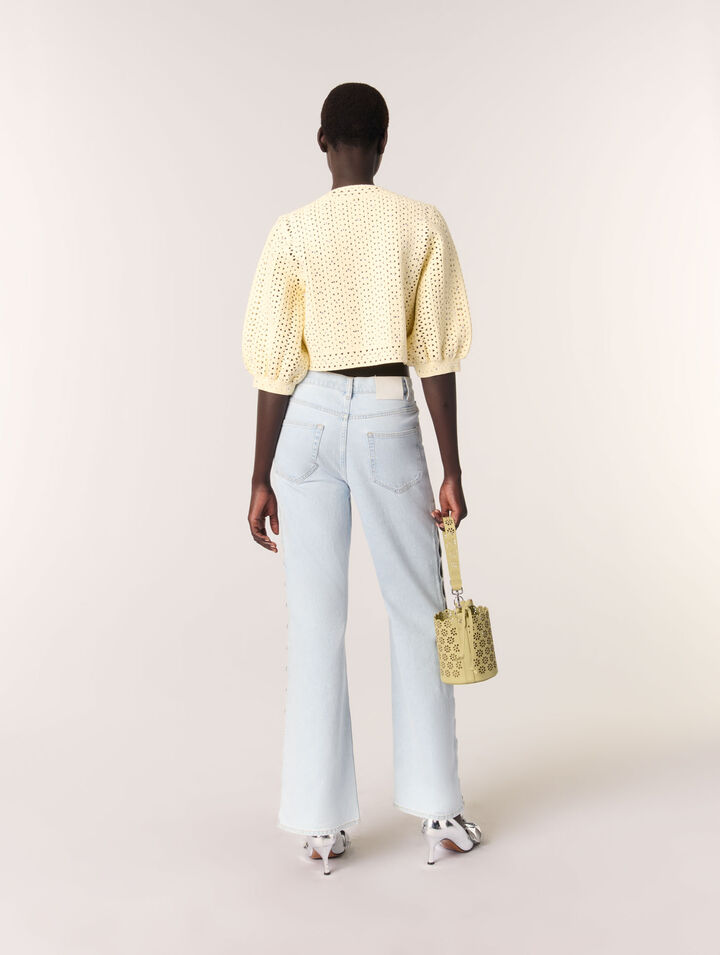 Cardigan court en crochet strassé
