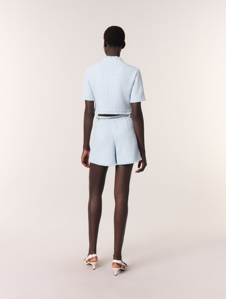 Short en tweed avec ceinture