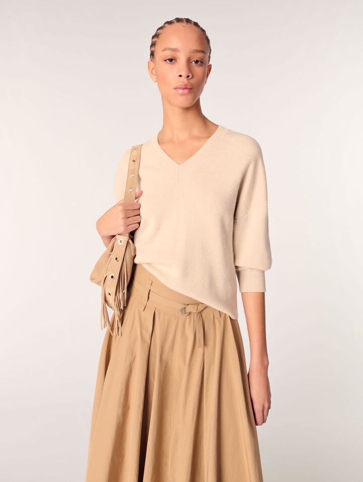 Pull col V en laine melangée
