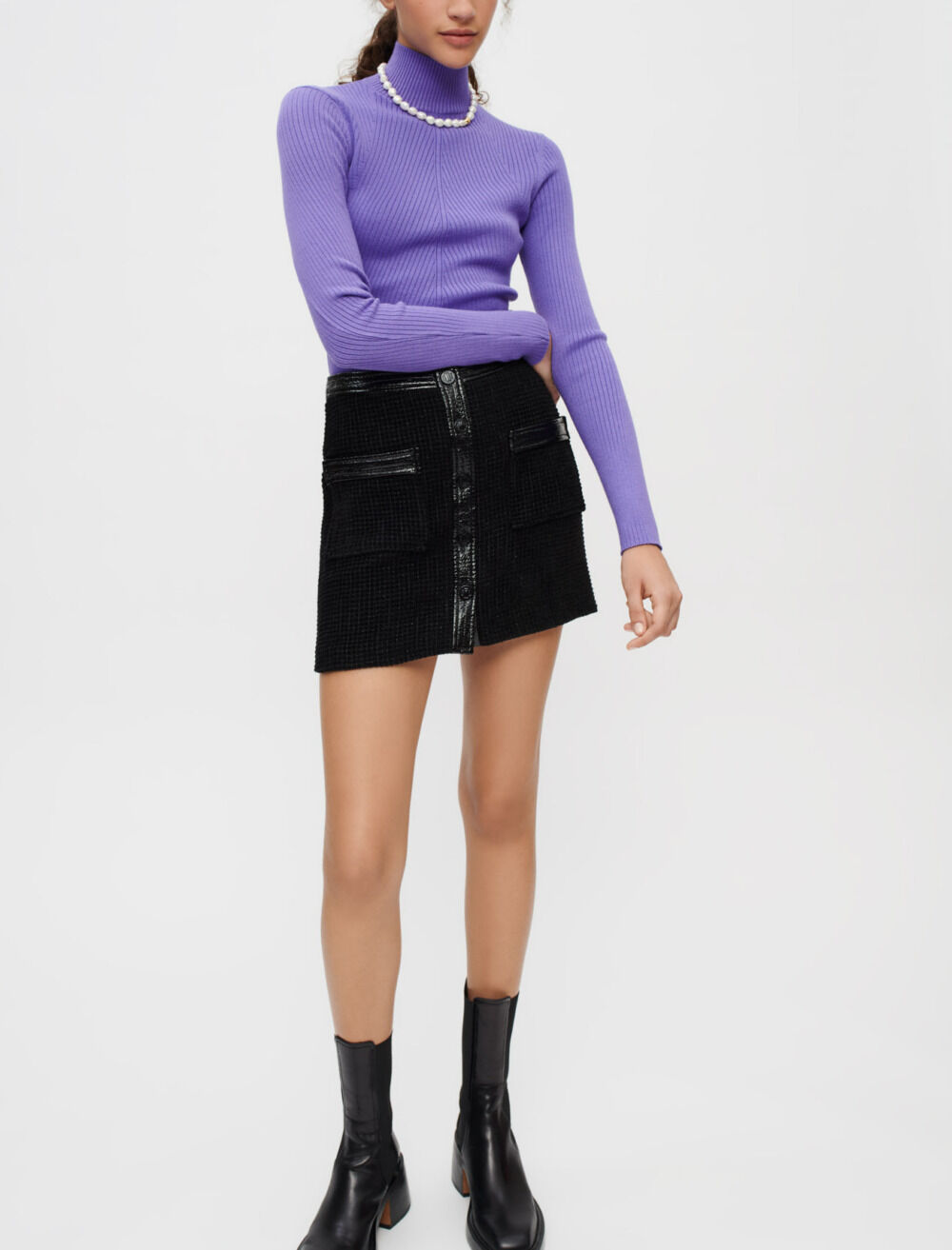 Vinyl button skirt cheap
