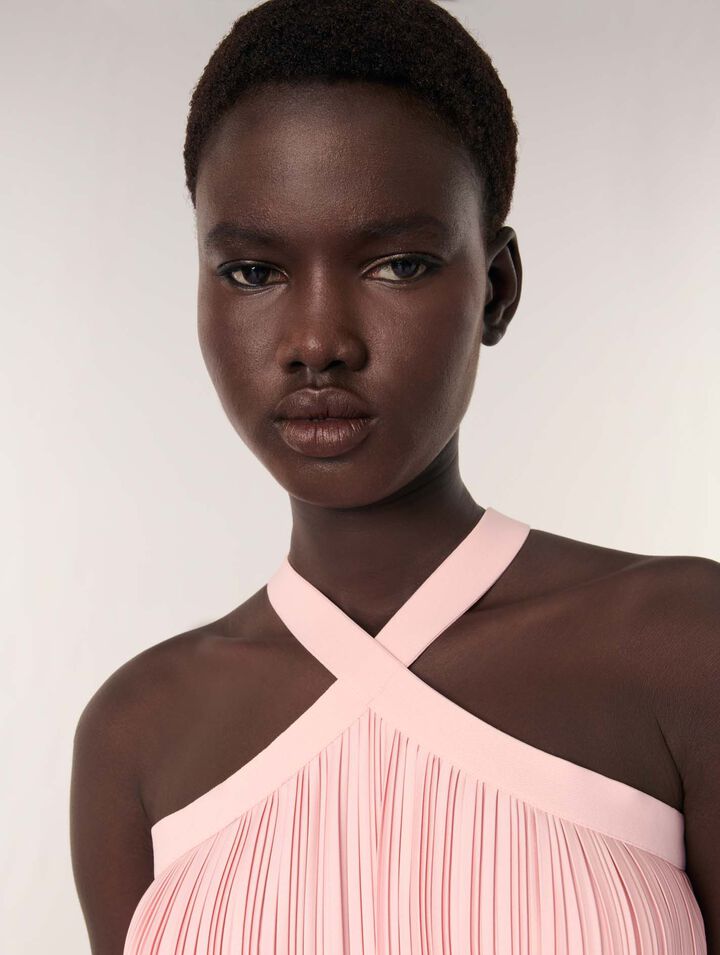 Robe longue plissée