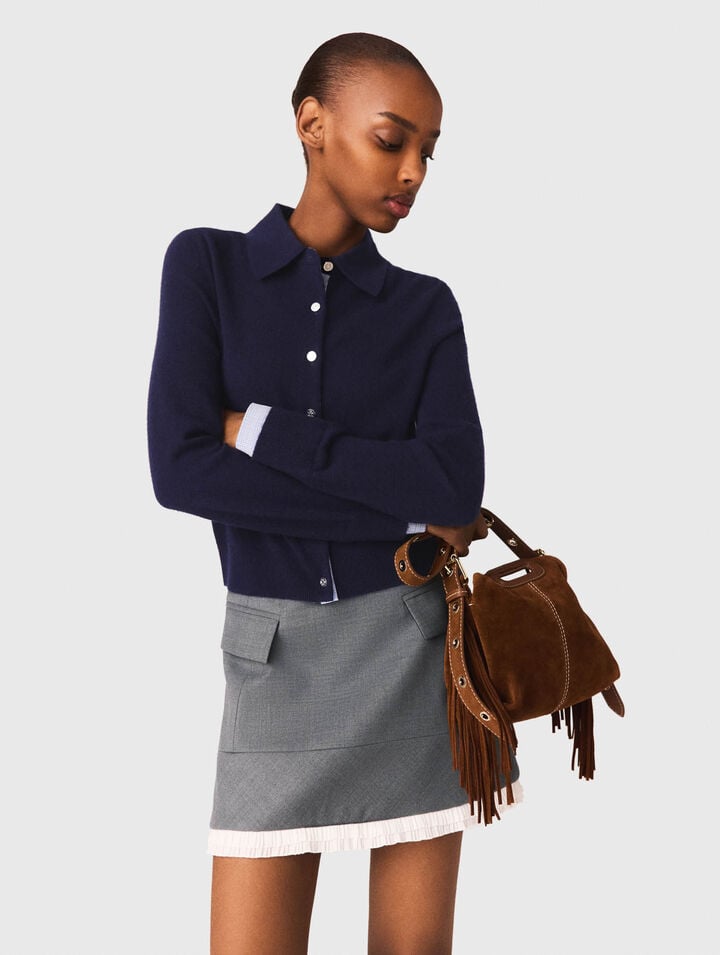 Jupe trap&egrave;ze et bande en popeline