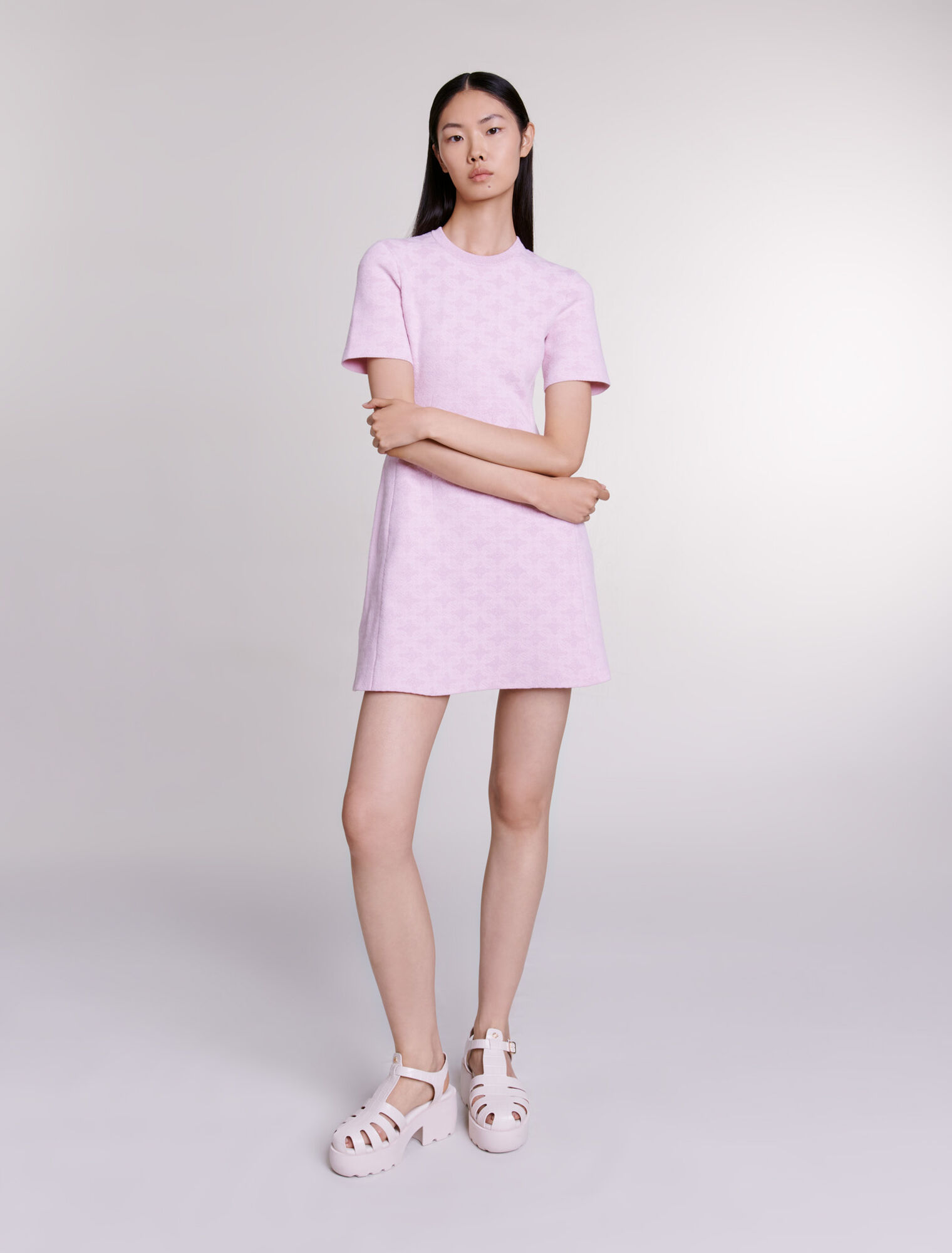 Robe courte en maille jacquard