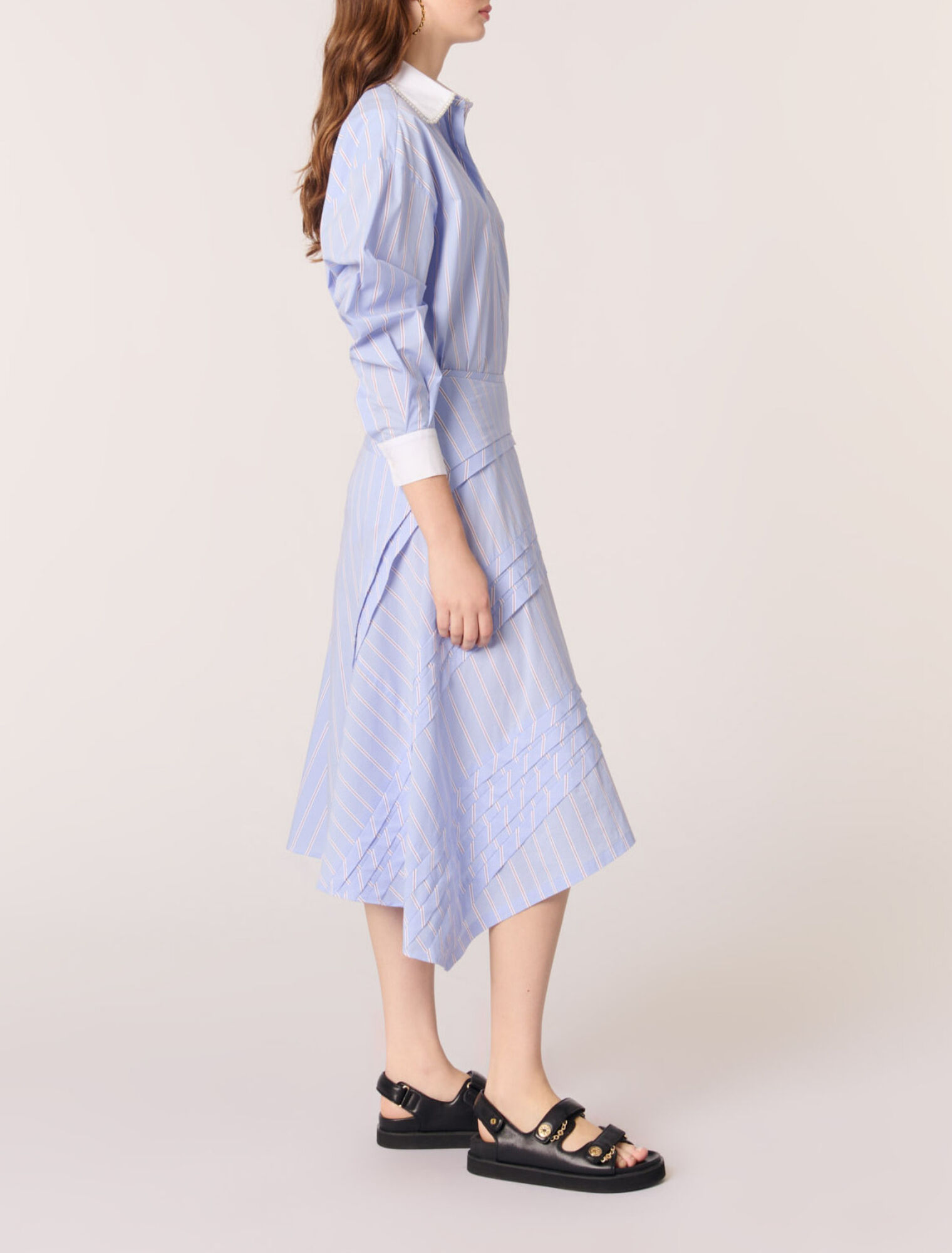 Striped cotton maxi skirt