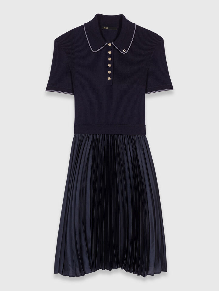 Robe courte plissée et col polo