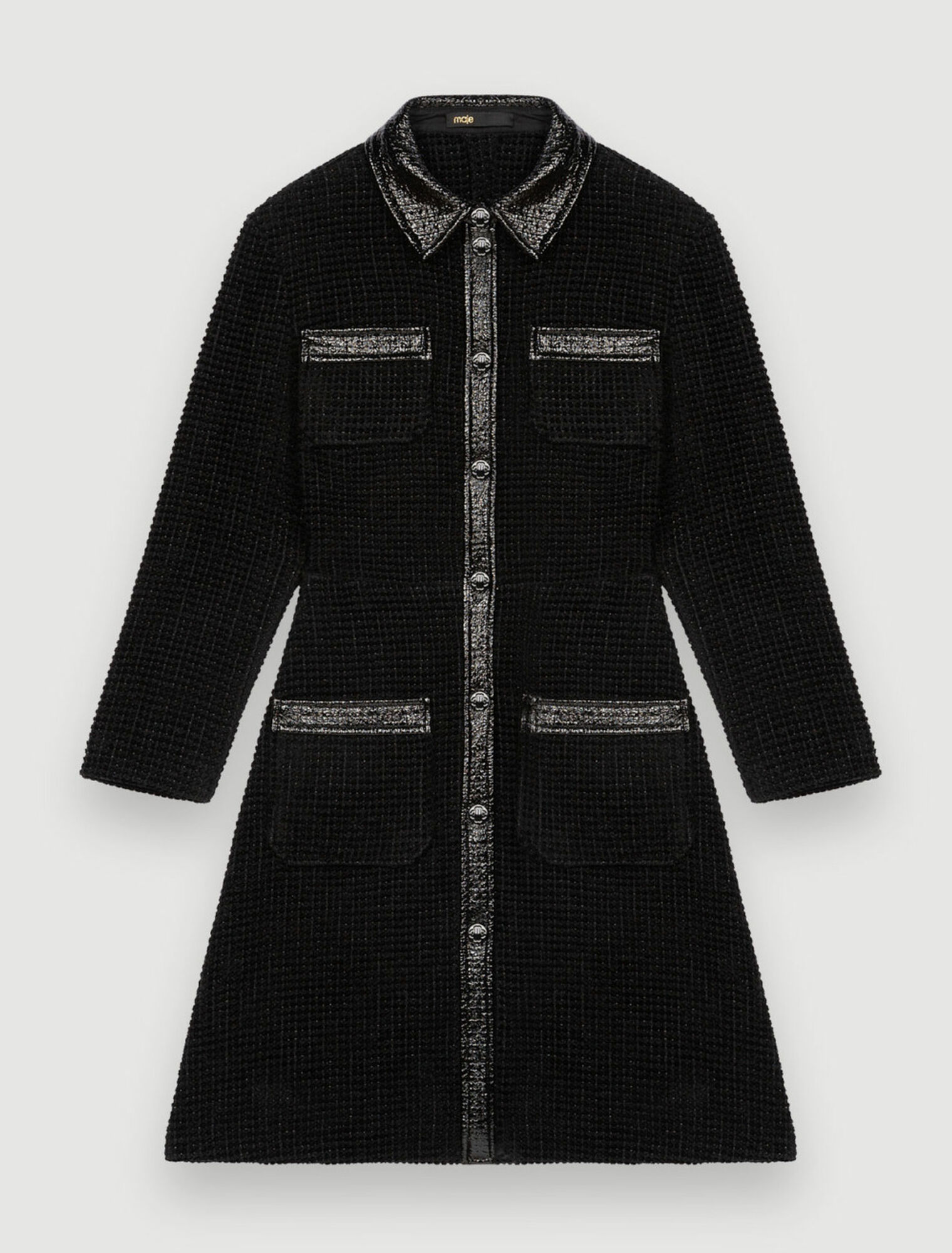 Velvet tweed and vinyl dress
