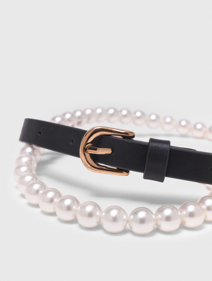 Ceinture mix perles et cuir