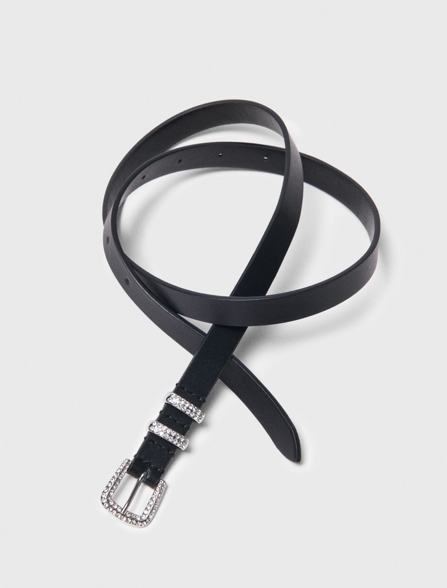 Ceinture fine à boucle strassée