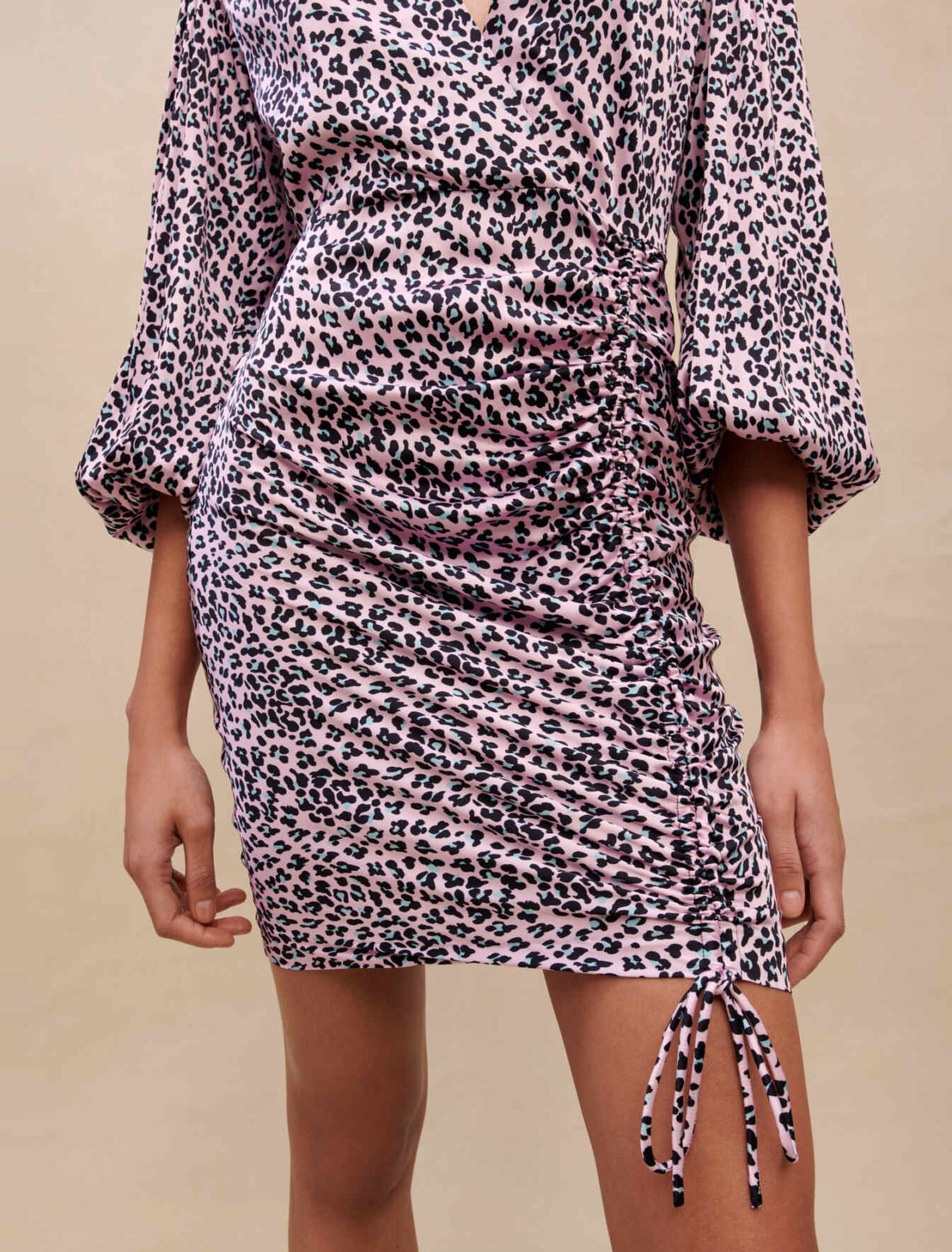 Leopard print draped dress