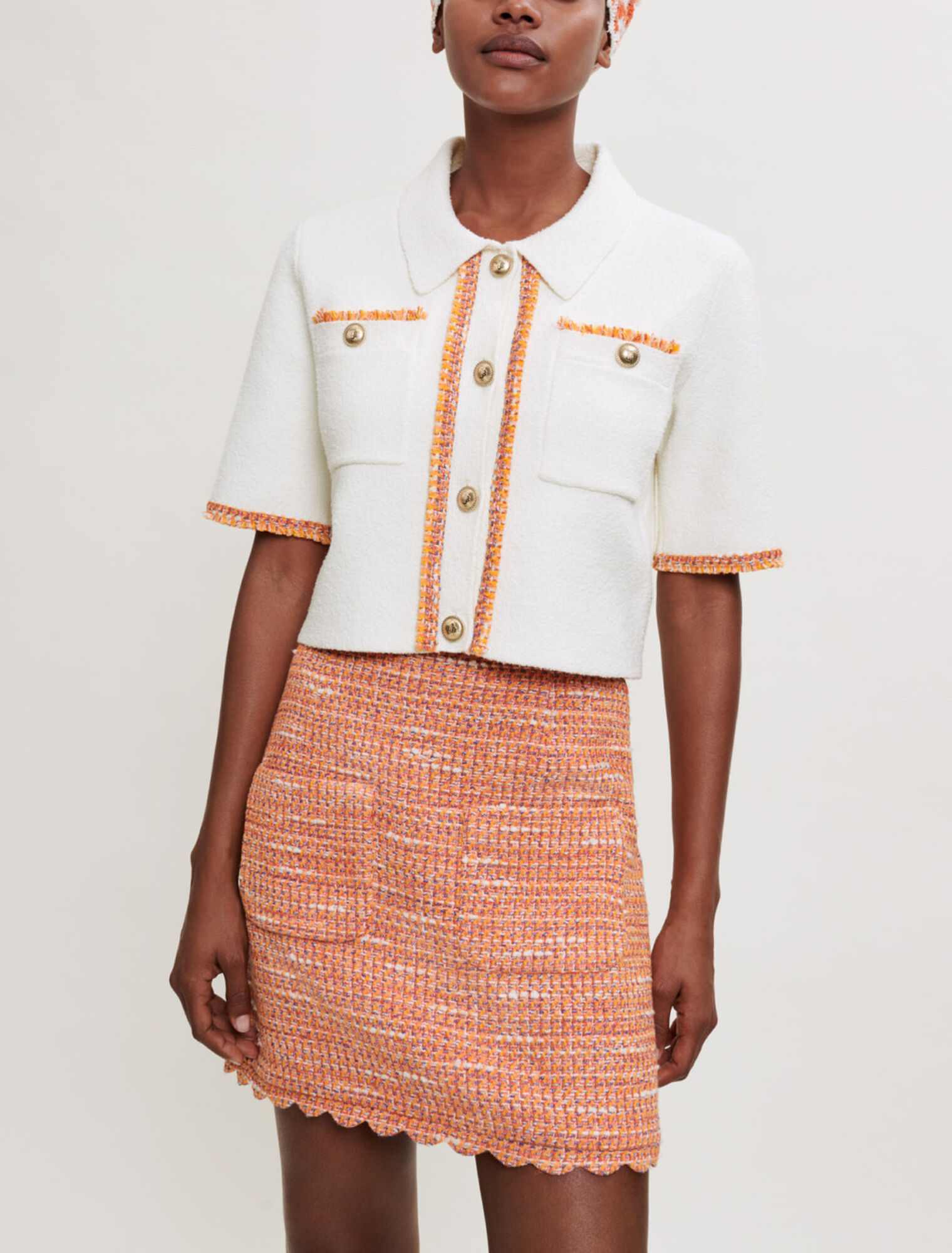 Braided braid tweed skirt