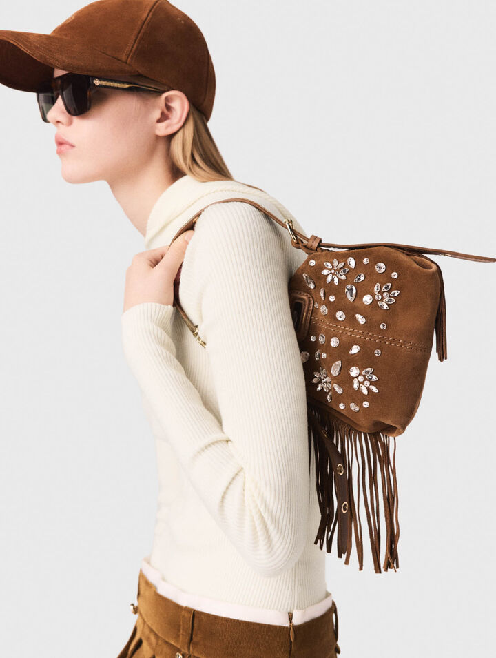 Miss M micro suede bag with rhinestones