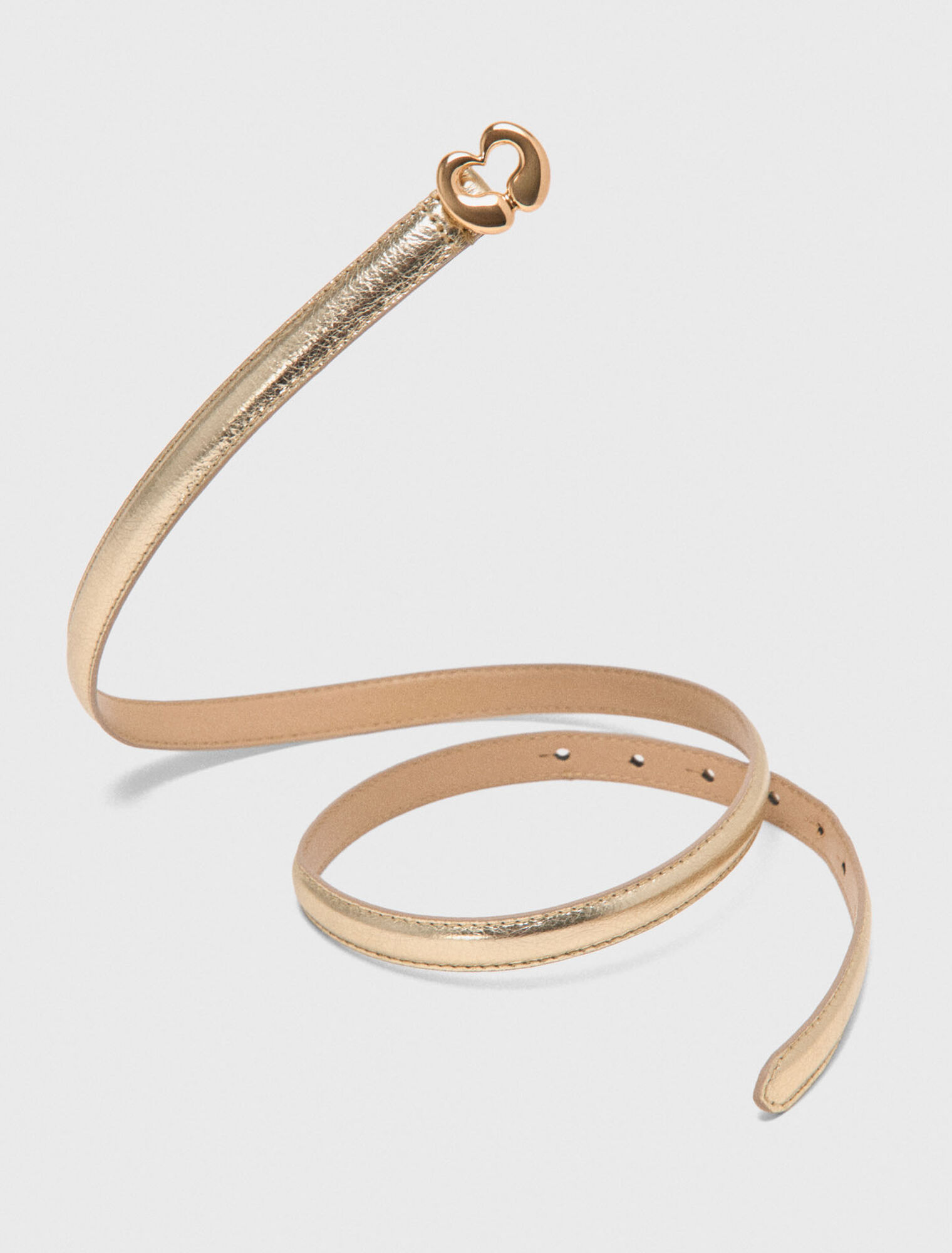 Ceinture fine en cuir m&eacute;tallis&eacute;