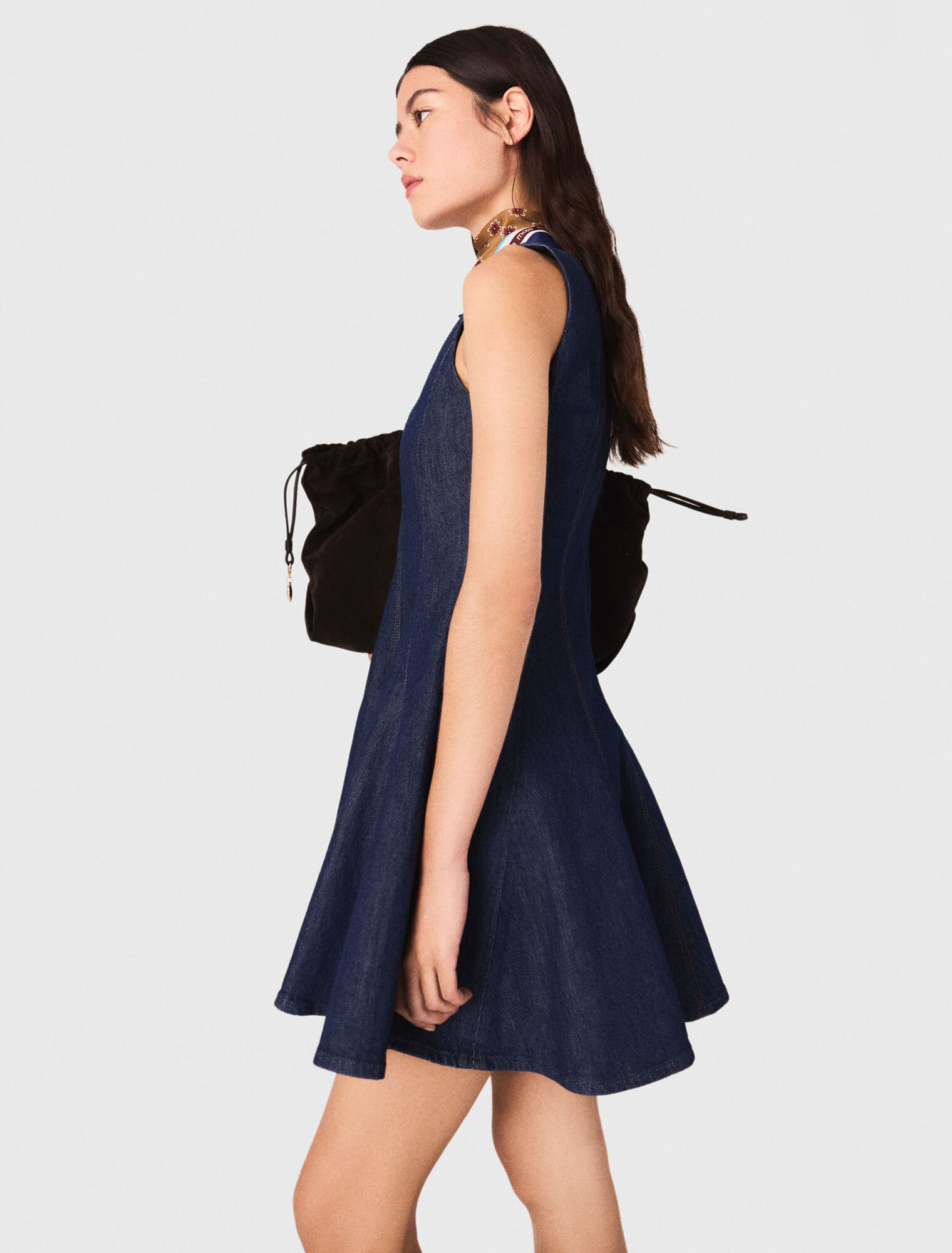 Robe courte en denim avec volants