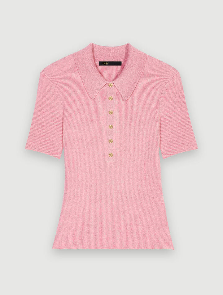 Sparkly knit polo shirt