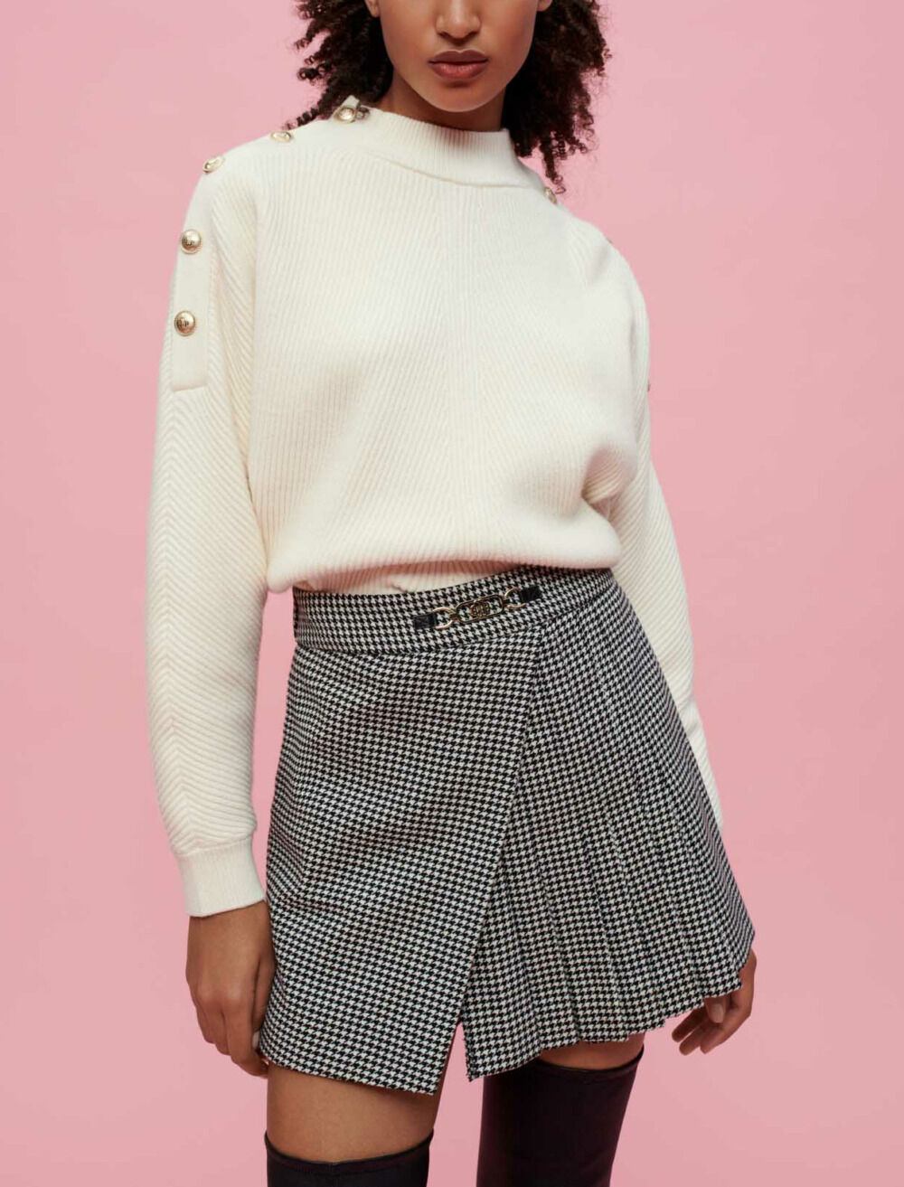 Short trompe l il en pieds de poule