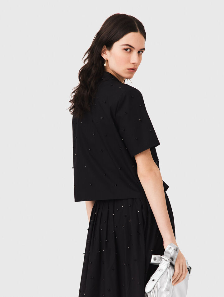 Chemise avec strass et perles