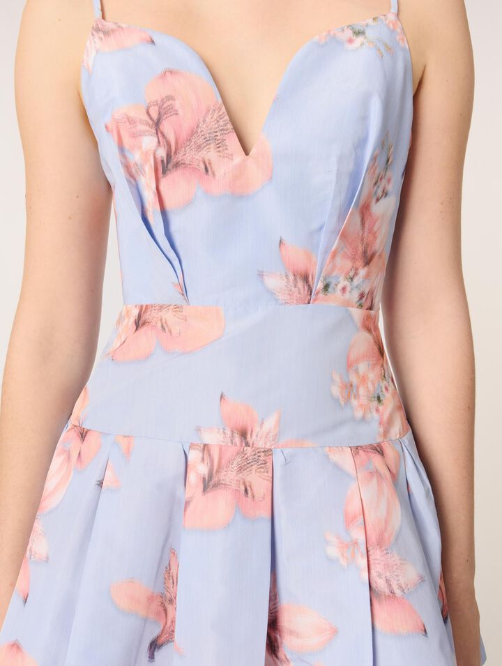 Robe courte en taffetas imprimé