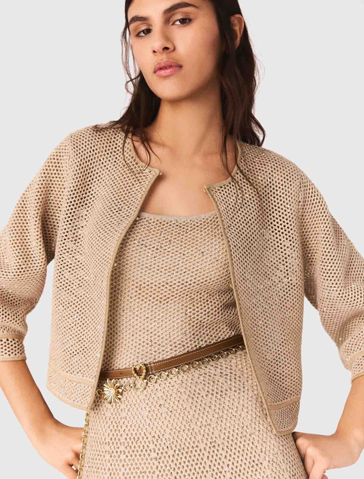 Rhinestone knit cardigan