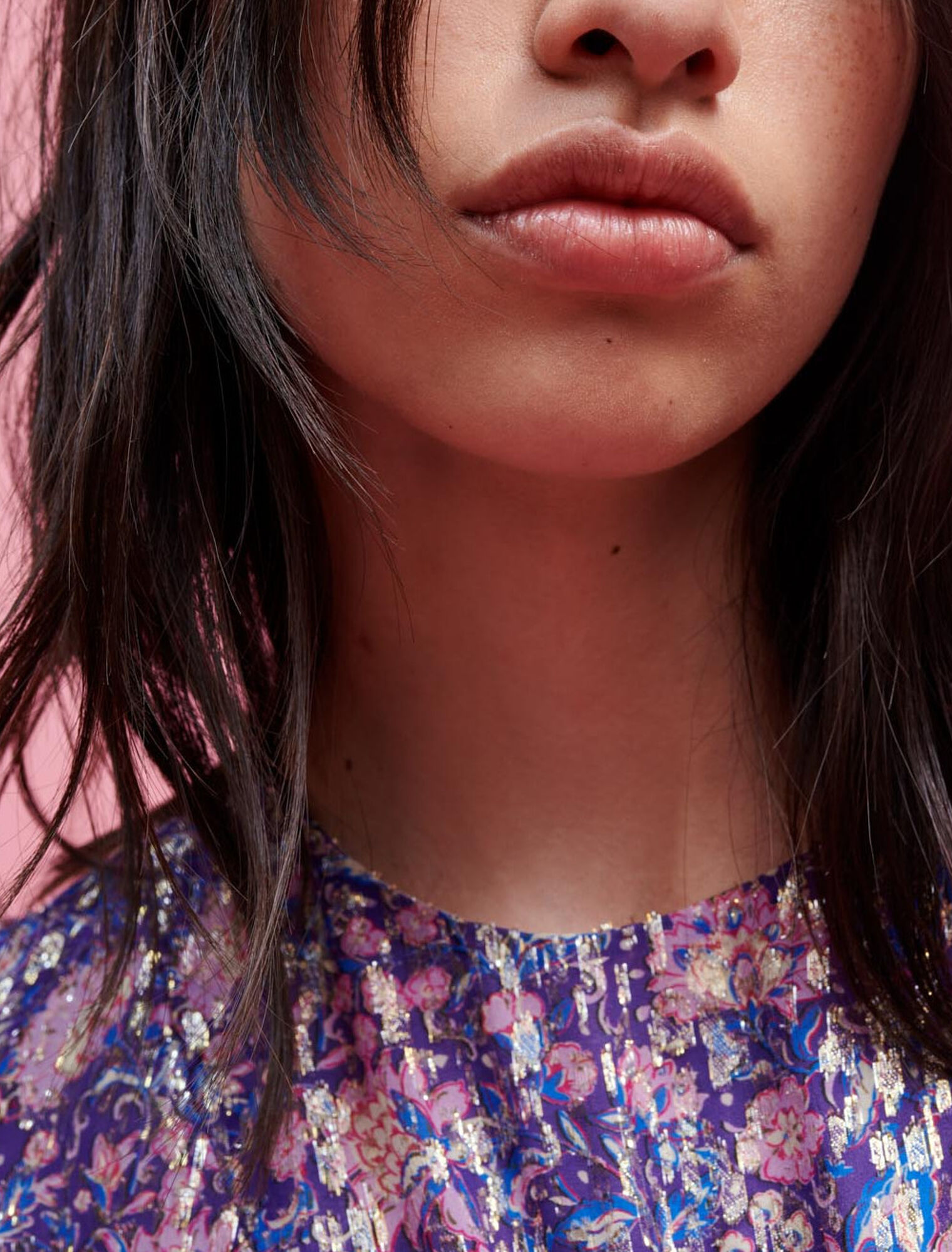 Metallic printed viscose dress